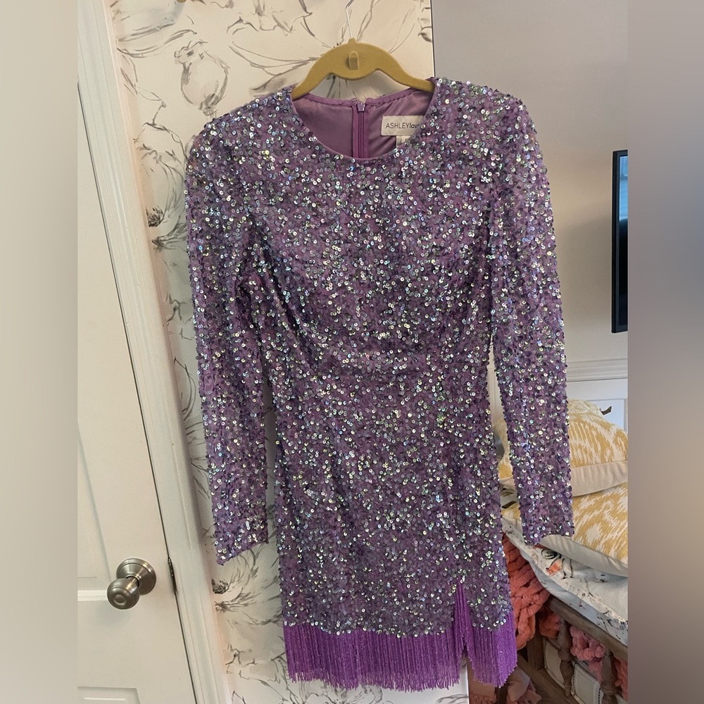 Ashley Lauren sequin fringe dress